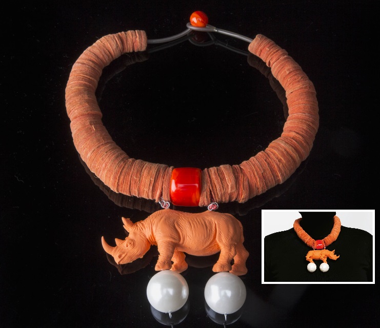 Necklace Orange Rhinoceros