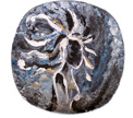 plate "February snowstorm" ceramics, acryl, enamel, sand stone, silver 25,0 х 25,0