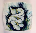 Plate Lily flowers. Enamel paintings, ceramics.